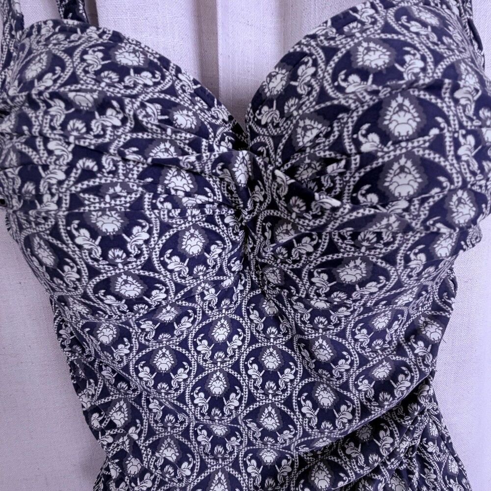 nip tuck tummy control ruched one piece swimsuit women size 8 blue medallion - Picture 8 of 8